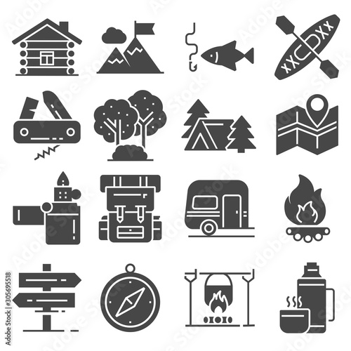 Leisure and outdoor recreation activities icon set