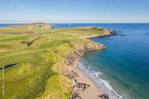 Aerial View Over Scenic Coast in Scottish Highlands