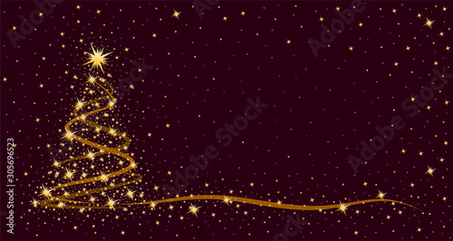 A greeting card with New year tree.