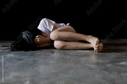 Photos traumatized children concept. stop violence and abused children.