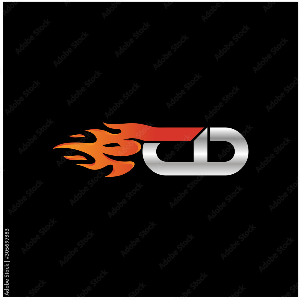 Initial Letter CD Logo Design with Fire Element 