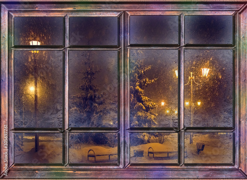 frozen window view the night before christmas