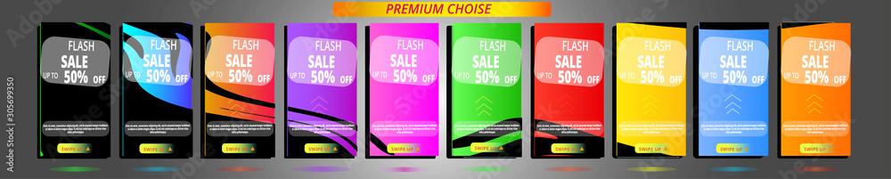 Set abstract mobile for flash sale banners. Flash sale special offer set. Sale banner template for your design vector.