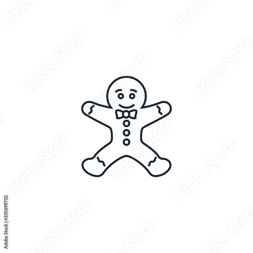 gingerbread man creative icon. line simple illustration. From christmas icons collection. Isolated gingerbread man sign on white background