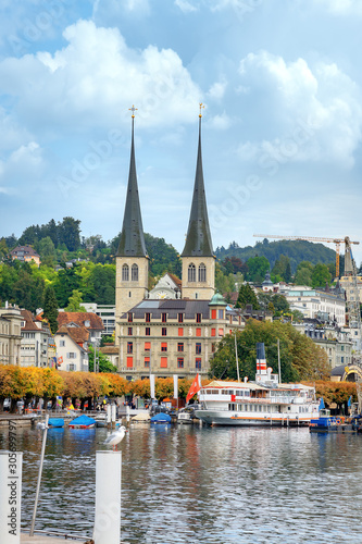 View of historic city center. Lucerne, Switzerland.
