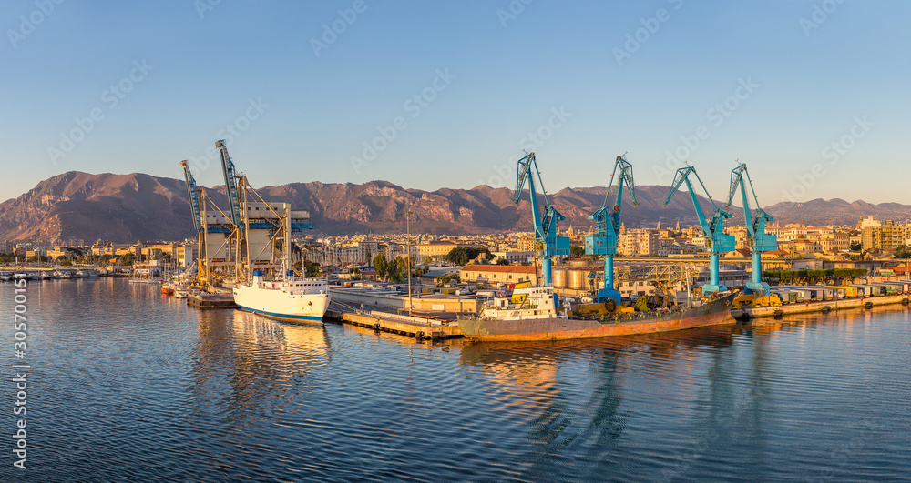 Port cargo cranes in Palermo