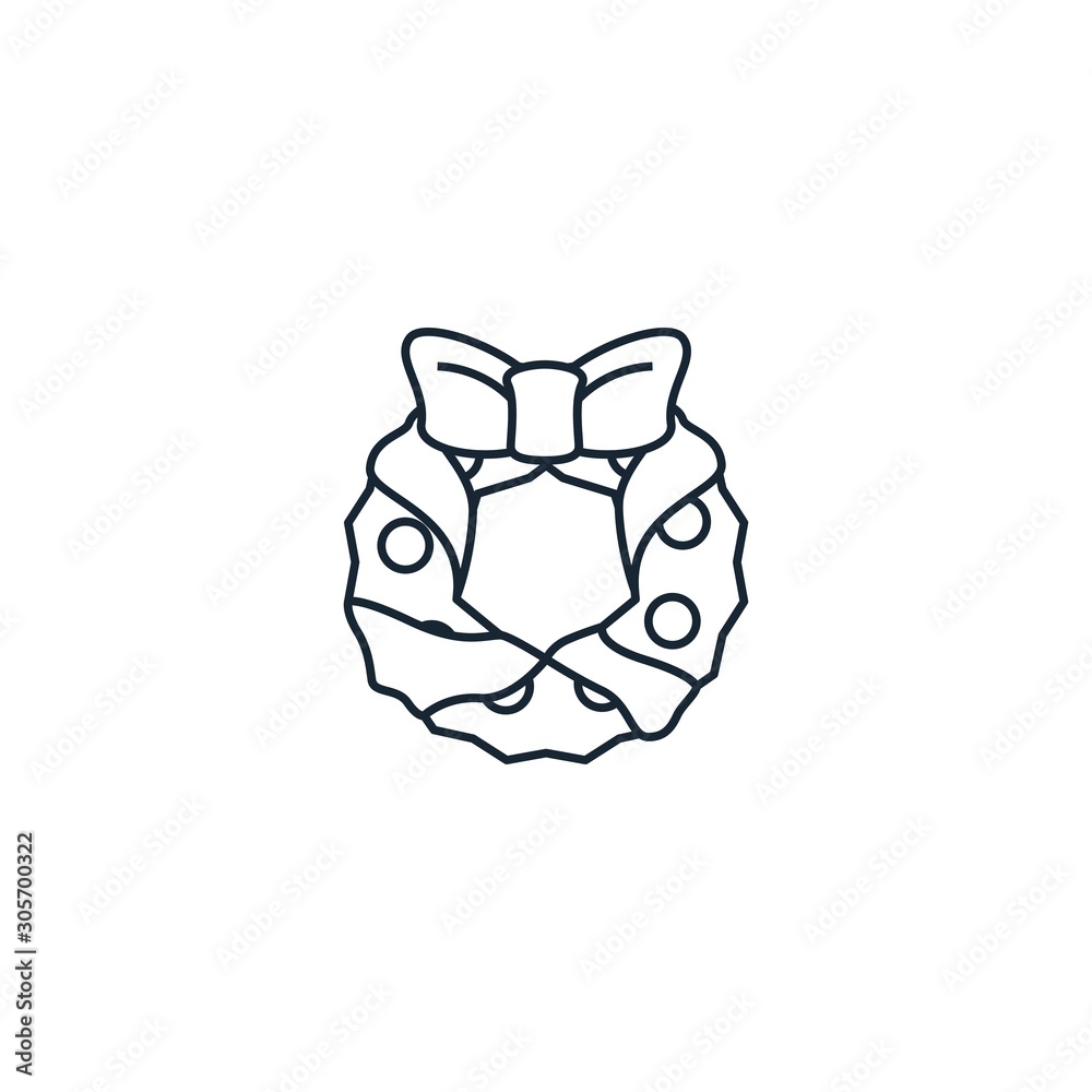 Obraz premium christmas wreath creative icon. line simple illustration. From christmas icons collection. Isolated christmas wreath sign on white background