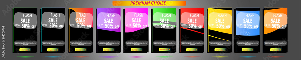 Set abstract mobile for flash sale banners. Flash sale special offer set. Sale banner template for your design vector.