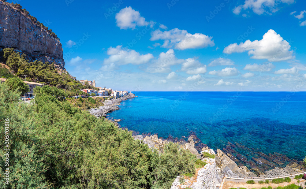 Coast of Cefalu in Sicily, Italy