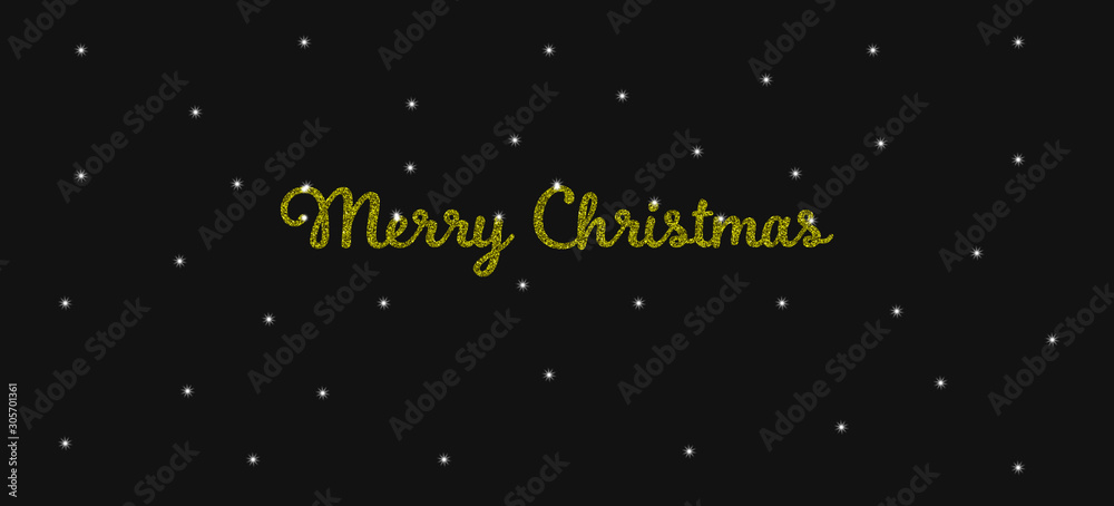 Merry Christmas greeting card, frame, banner. black Background