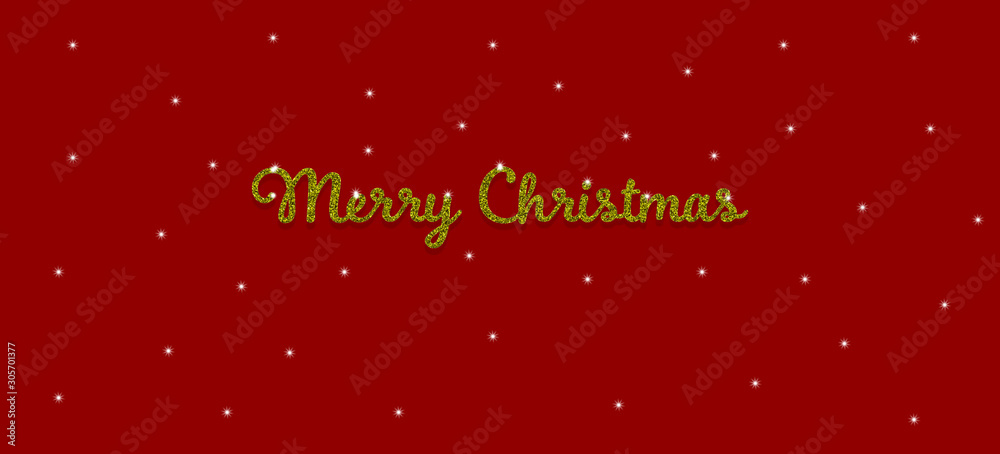 Merry Christmas greeting card, frame, banner. Red Background