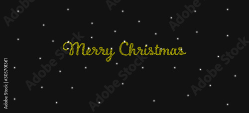 Merry Christmas greeting card  frame  banner. black Background