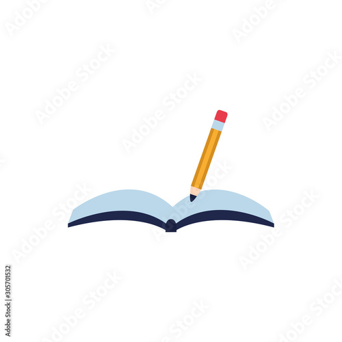 book open with pencil flat style icon