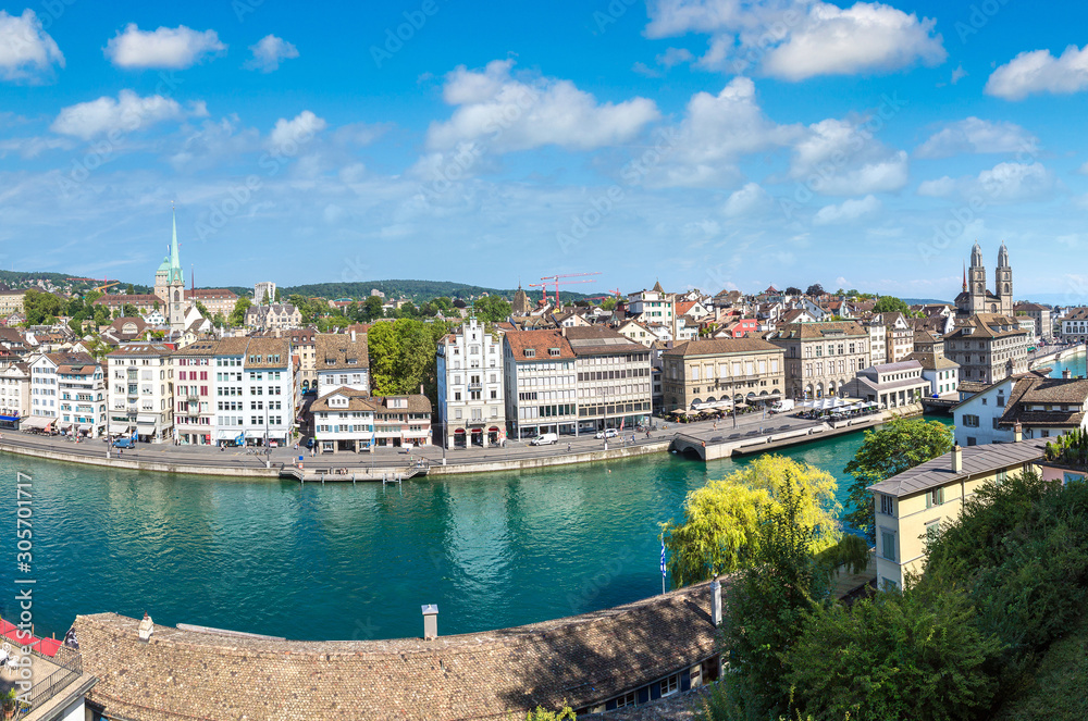 Fototapeta Panoramic view of Zurich