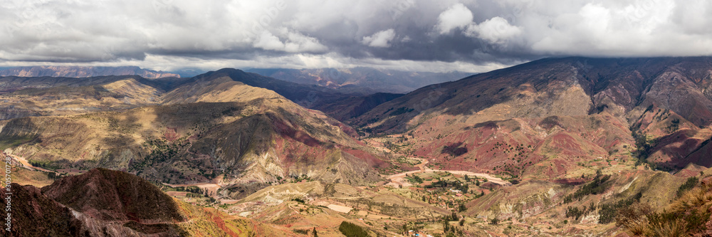 Panoramic landscape near Maragua in Bolivia.
