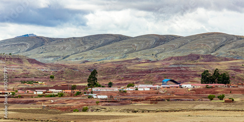 Maragua, Bolivia. 10-18-2019. Mountains and houses at Maragua village in Bolivia.