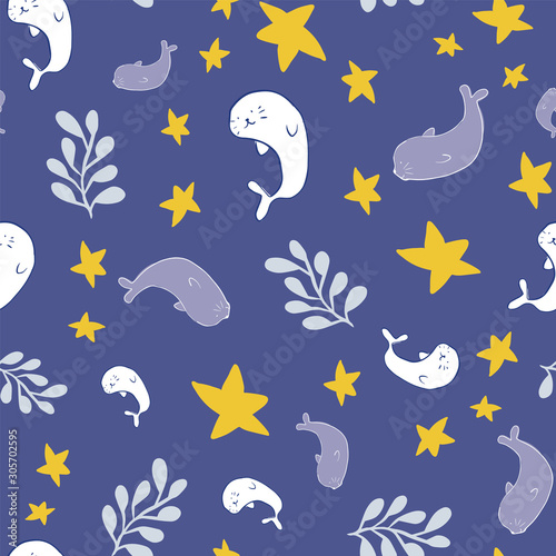 seal ocean seamless pattern design
