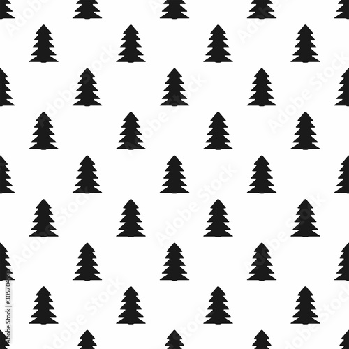 Seamless pattern with repeating silhouettes of Christmas trees. Simple print. Vector illustration.