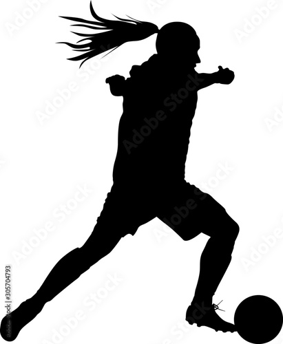 girl with a ball play soccer. woman soccer player