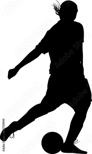 girl with a ball play soccer. woman play football