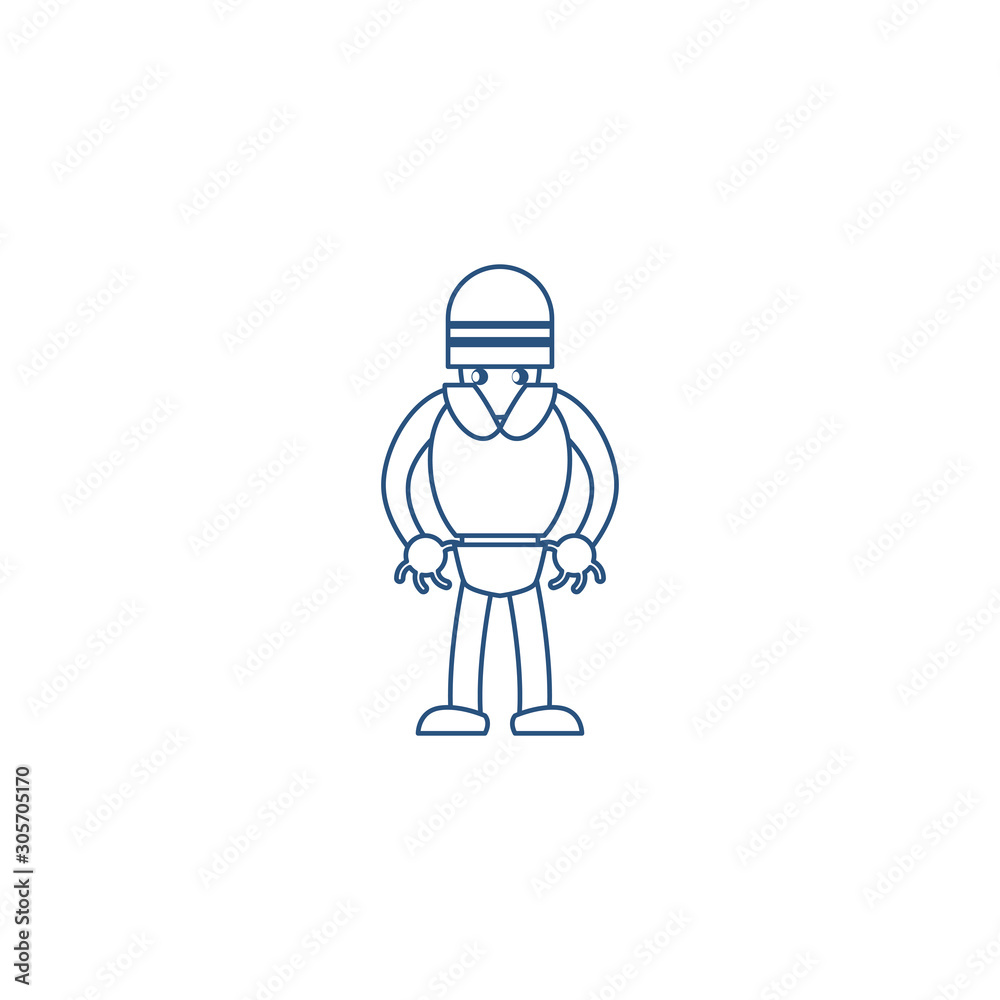 humanoid robot line style icon