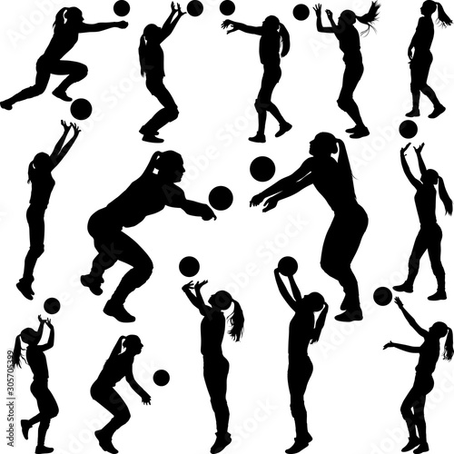 Wallpaper Mural volleyball girl player. women group play volleyball Torontodigital.ca