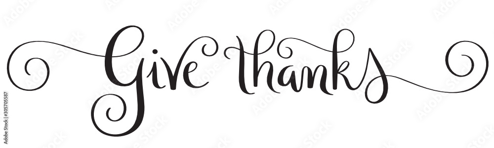 GIVE THANKS black vector brush calligraphy with spirals GIVE THANKS black vector brush calligraphy with spirals
