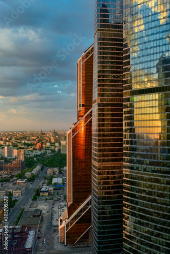 Photography Moscow-city (Moscow International Business Center) at sunset, Russia