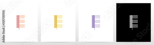Window Blinds Letter Logo Design E