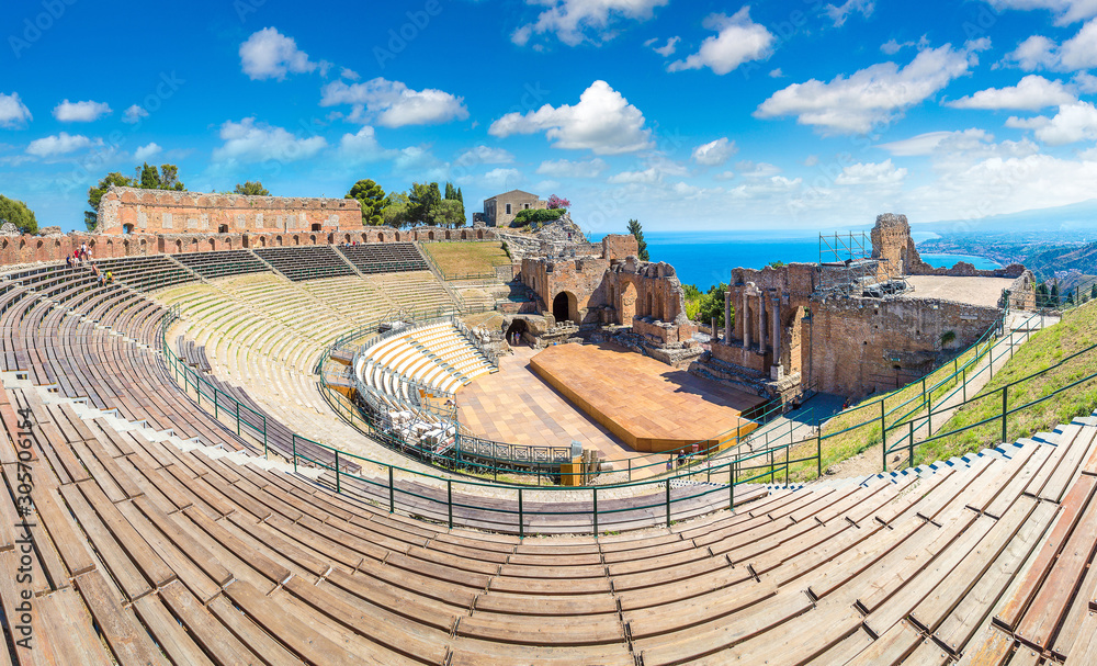 Ancient Greek theater in Taormina, Sicily