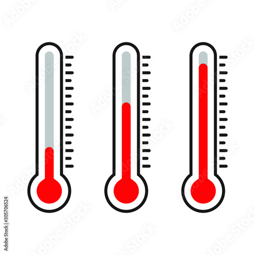 Thermometer icon, red thermometer, isolated vector illustration