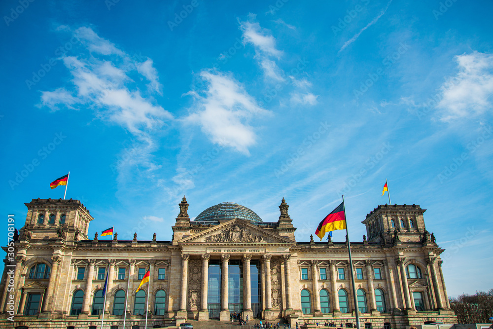 Obraz premium BERLIN, GERMANY-March 11, 2018: Street view of downtown Berlin, Germany.
