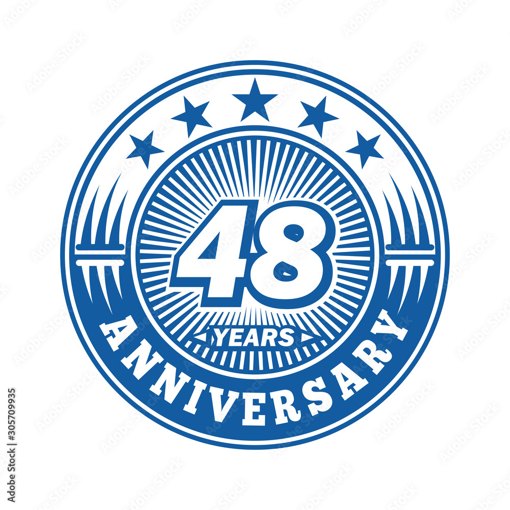 48 years logo. Forty-eight years anniversary celebration logo design. Vector and illustration.