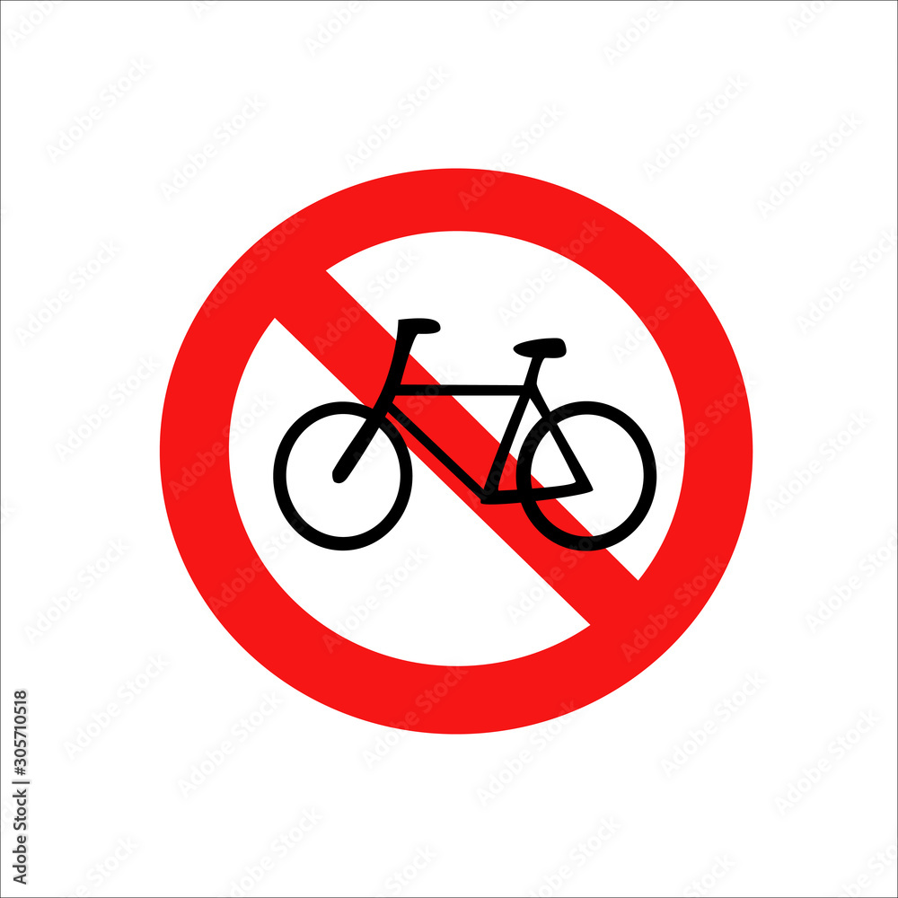No bicycle sign. Forbidden red road sign isolated on white background. Prohibited no bicycle icon. No allowed bike button. Bicyclist warning icon. Restriction sign illustration No bicycle sign. Forbidden red road sign isolated on white background. Prohibited no bicycle icon. No allowed bike button. Bicyclist warning icon. Restriction sign illustration