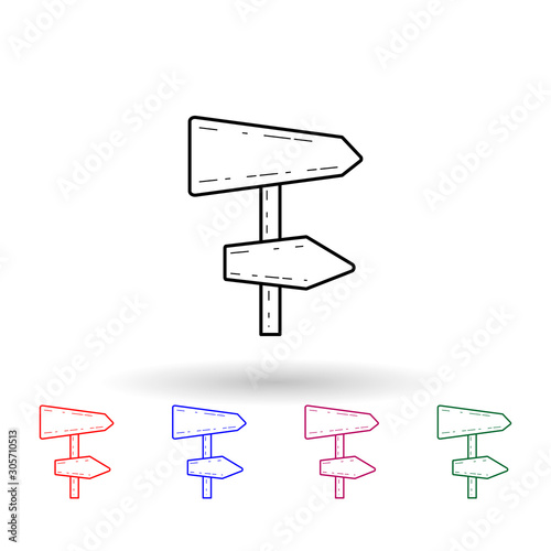 Direction arrows multi color icon. Simple thin line, outline vector of navigation icons for ui and ux, website or mobile application