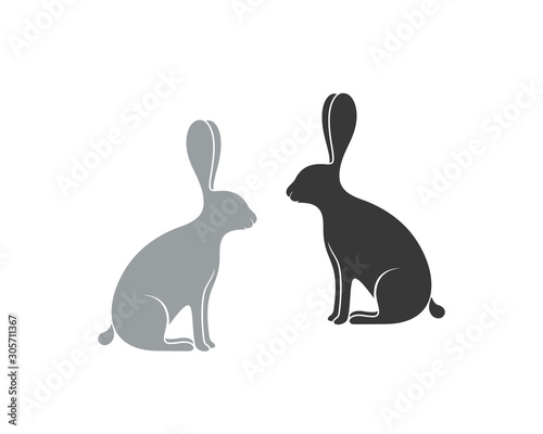 Hare logo. Isolated hare on white background