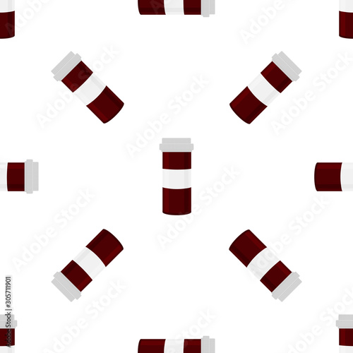 Illustration on theme big colored set different types of pills inside close jar