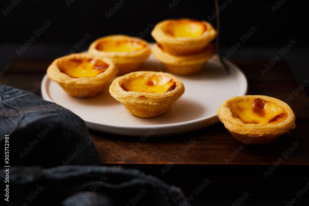 Egg tart dessert on the table.