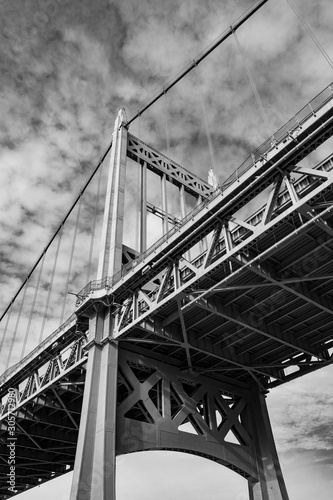 Black and White Photo Below the Triborough Bridge connecting Astoria Queens New York to Wards and Randall's Island