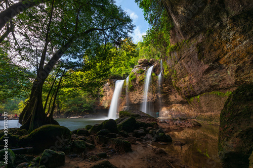 The beautiful Hew Suwat waterfall in Khao Yai National park , Thailand