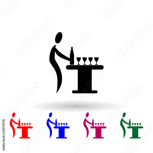 Pour a drink multi color icon. Simple glyph, flat vector of party icons for ui and ux, website or mobile application