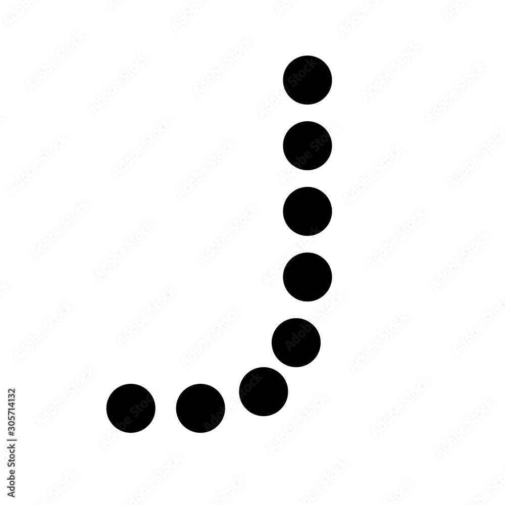 Dot alphabet make from circle letter J isolated on white background Dot alphabet make from circle letter J isolated on white background