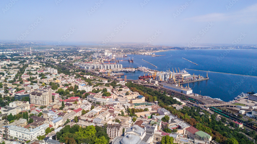 Aerial view of Odessa historical city centre in Ukraine
