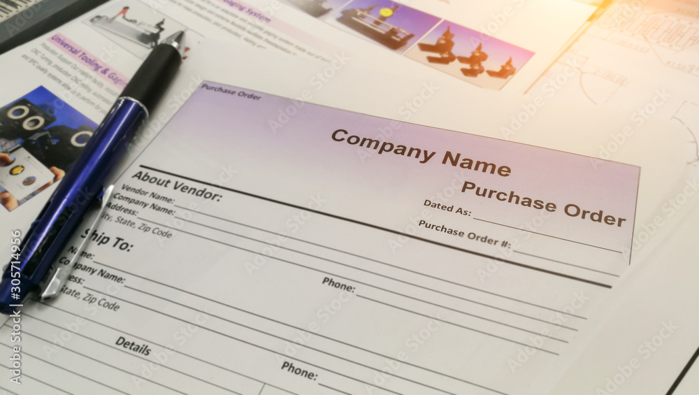 Fill in the purchase items in an order form,Close up of purchase order form with pen / selective focus Fill in the purchase items in an order form,Close up of purchase order form with pen / selective focus