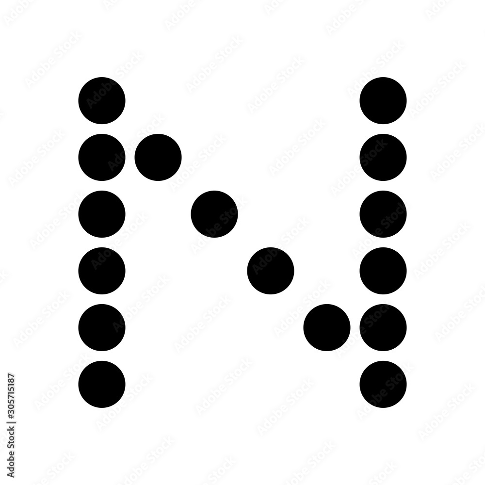 Dot alphabet make from circle letter n isolated on white background Dot alphabet make from circle letter n isolated on white background