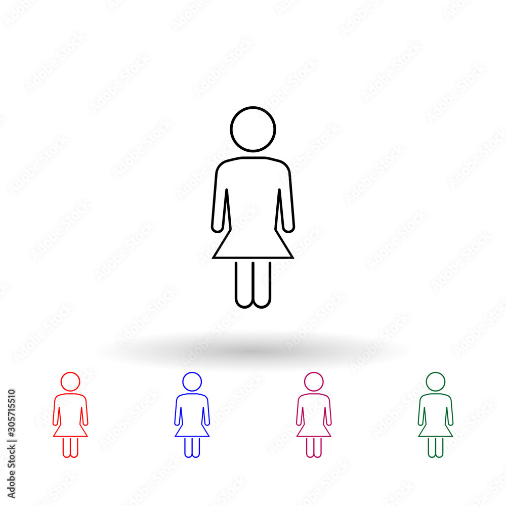 Girl multi color icon. Simple thin line, outline vector of people icons for ui and ux, website or mobile application Girl multi color icon. Simple thin line, outline vector of people icons for ui and ux, website or mobile application