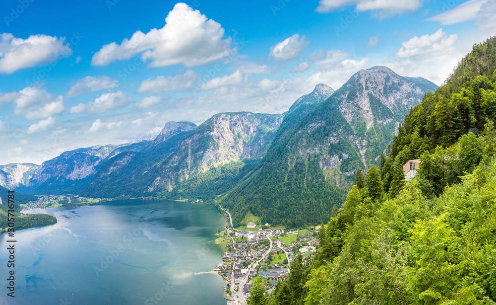 Panoramic view of Hallstatt, Austria Panoramic view of Hallstatt, Austria