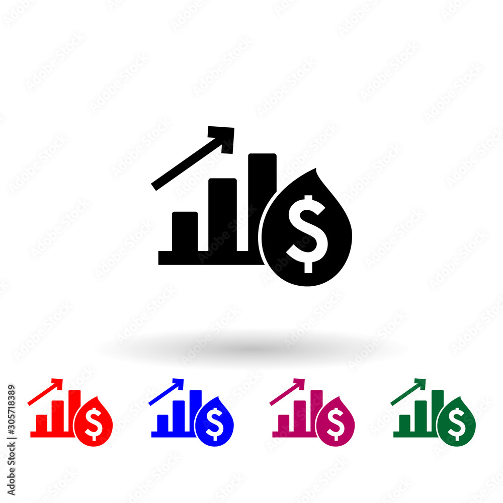 Dollar growth chart multi color icon. Simple glyph, flat vector of profit icons for ui and ux, website or mobile application Dollar growth chart multi color icon. Simple glyph, flat vector of profit icons for ui and ux, website or mobile application