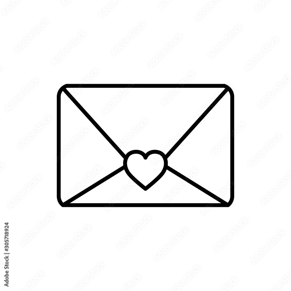 envelope with heart line style envelope with heart line style