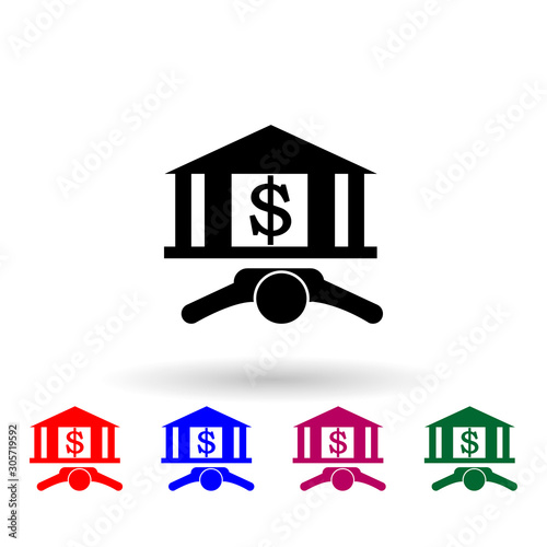 Bank multi color icon. Simple glyph, flat vector of profit icons for ui and ux, website or mobile application